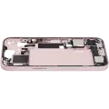 Mid-Frame Housing  W/ Charging Port Flex & Small Parts  For iPhone 15 (US Version) (Used OEM Pull: Grade B) (Pink)