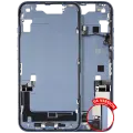 Mid-Frame Housing  W/ Charging Port Flex & Small Parts  For iPhone 14 (US Version) (Used OEM Pull: Grade B) (Blue)