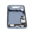 Mid-Frame Housing  W/ Charging Port Flex & Small Parts  For iPhone 14 (US Version) (Used OEM Pull: Grade B) (Blue)