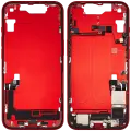 Mid-Frame Housing  W/ Charging Port Flex & Small Parts  For iPhone 14 (US Version) (Used OEM Pull: Grade B) (Red)