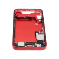 Mid-Frame Housing  W/ Charging Port Flex & Small Parts  For iPhone 14 (US Version) (Used OEM Pull: Grade B) (Red)