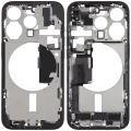 Mid-Frame Housing  W/ Charging Port Flex & Small Parts  For iPhone 15 Pro (EU / Global Version) (Used OEM Pull: Grade B) (Black Titanium)