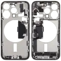 Mid-Frame Housing  W/ Charging Port Flex & Small Parts  For iPhone 15 Pro (EU / Global Version) (Used OEM Pull: Grade A) (White Titanium)