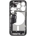 Mid-Frame Housing  W/ Charging Port Flex & Small Parts  For iPhone 15 Pro (EU / Global Version) (Used OEM Pull: Grade A) (Black Titanium)