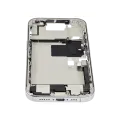 Mid-Frame Housing  W/ Charging Port Flex & Small Parts  For iPhone 16 Pro (US Version) (Used OEM Pull: Grade B) (White Titanium)