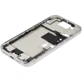 Mid-Frame Housing  W/ Charging Port Flex & Small Parts  For iPhone 16 Pro (US Version) (Used OEM Pull: Grade A) (White Titanium)