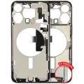 Mid-Frame Housing  W/ Charging Port Flex & Small Parts  For iPhone 15 Pro Max (US Version) (Used OEM Pull: Grade C) (White Titanium)
