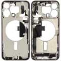 Mid-Frame Housing  W/ Charging Port Flex & Small Parts  For iPhone 15 Pro Max (US Version) (Used OEM Pull: Grade A) (White Titanium)