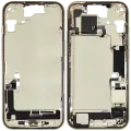 Mid-Frame Housing  W/ Charging Port Flex & Small Parts  For iPhone 15 (US Version) (Used OEM Pull: Grade A) (Yellow)