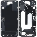 Mid-Frame Housing  W/ Charging Port Flex & Small Parts  For iPhone 16 Plus (EU / Global Version) (Used OEM Pull: Grade A) (Black)